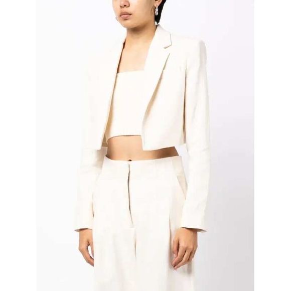 A.L.C. Jackets & Blazers - NWT ALC Andrews Cropped Open Blazer Sz 12 Cream Linen Tailored Chic *Flaw